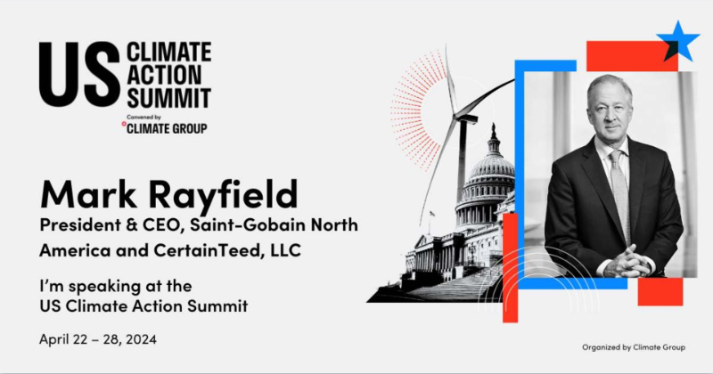saintgobain's tweet photo. [#News]
🎙️Mark Rayfield, President and CEO of @SaintGobainNA and @CertainTeed, will shed light on navigating the construction of critical infrastructure projects in the United States. 
🗓️Join us from April 22nd to 28th for the US Climate Action Summit organized by @ClimateGroup! https://t.co/W5yHoIOjVY