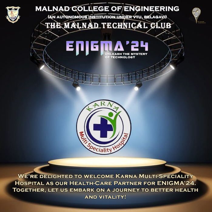 Ensuring your well-being every step of the way with our Health-Care Partner, Karna Multi-Specialty Hospital! Your health is our priority at Enigma'24. 🏥