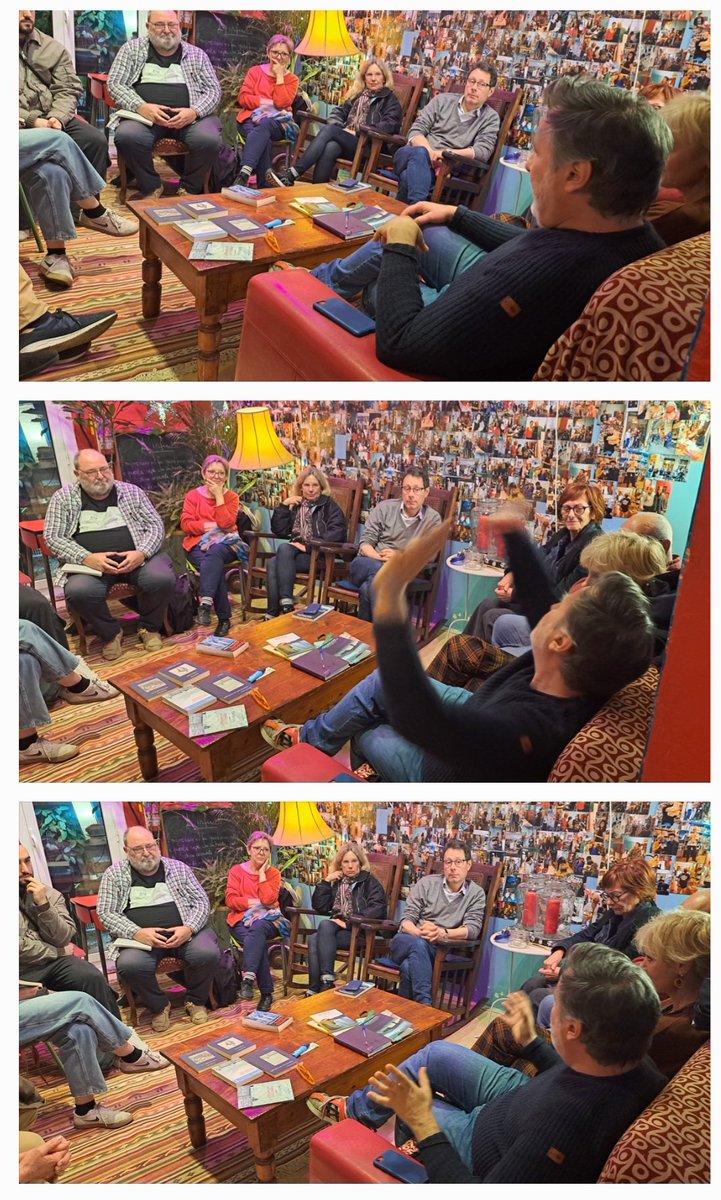 Davide Enia, ayer, en el club de lectura de la librería Le Nuvole, hipnotizando 😉💙 a l@s asistentes. #ApuntesParaUnNaufragio 👉 #Hoy, en la Sala Raval del CCCB, a las 19 horas, en colaboración con #MediterraneaSavingHumans