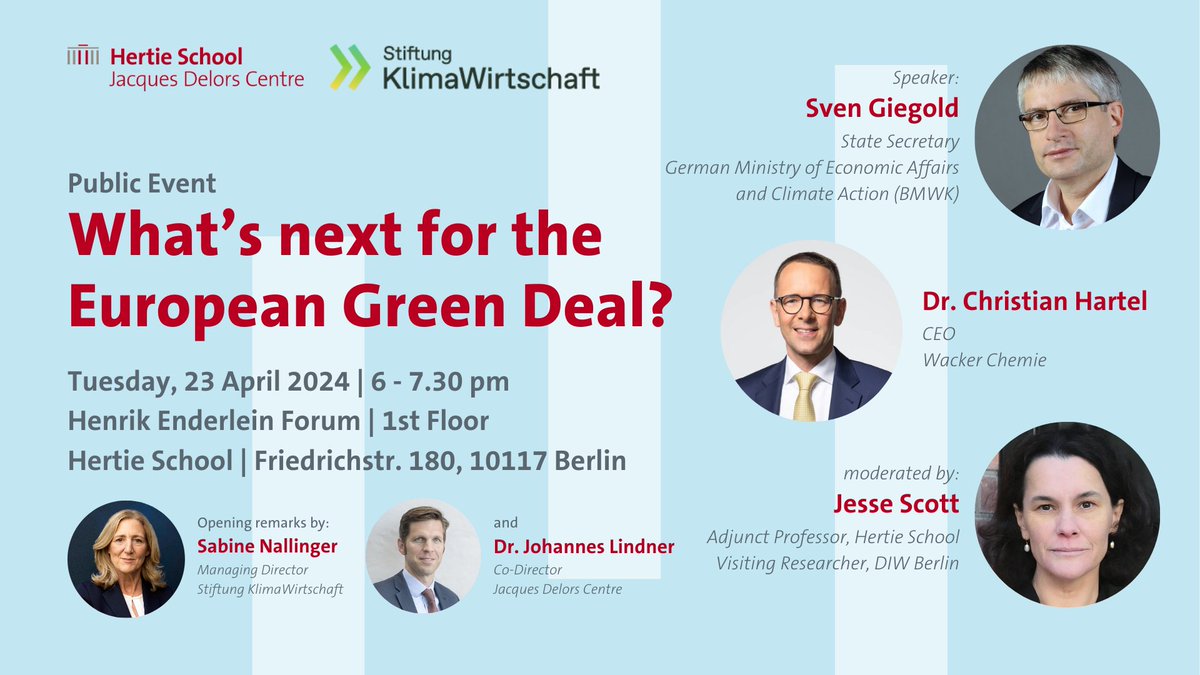 ❗️ REMINDER: Next Tuesday at 6pm, we discuss the future of the #GreenDeal and its impact on businesses, the #industry and European citizens. Register now: delorscentre.eu/en/events-at-t…