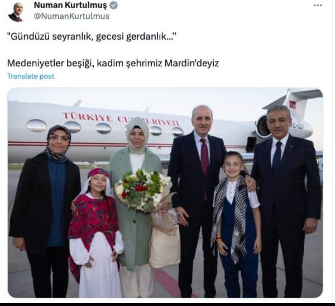 𝓜𝓲𝓻𝓪 on X: "Numan Kurtulmuş eşiyle Mardin'e gitmiş Saray'ın  envanterindeki özel uçakla. Uçağın muhtemelen Mardin'e gidiş geliş masrafı  30-40 bin dolar. Eskiden Başbakan/Cumhurbaşkanı hariç bakanlar vs hepsi  tarifeli uçak kullanırdı. Şimdi bakan