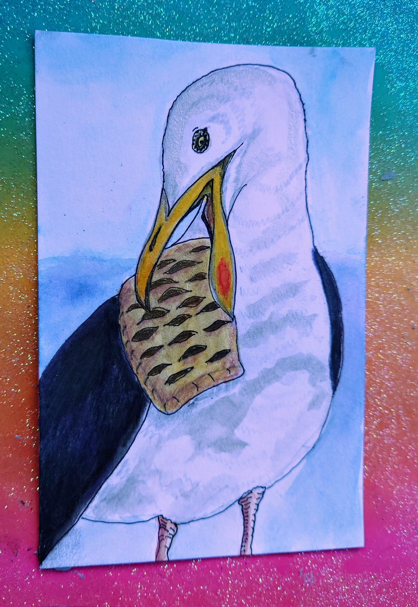 First ,#VeganBake of the tourist season #seagull #watercolour #ink