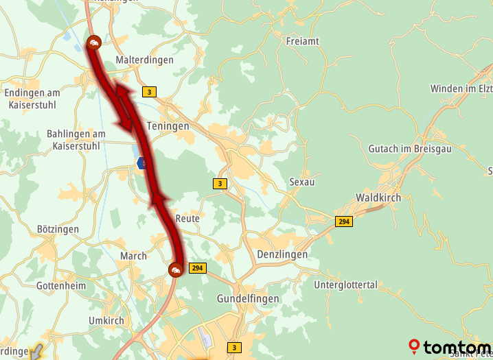 +30 min. op de #A5 Bazel ► Karlsruhe tussen Freiburg en Riegel door werkzaamheden. ⚒️
#Duitsland