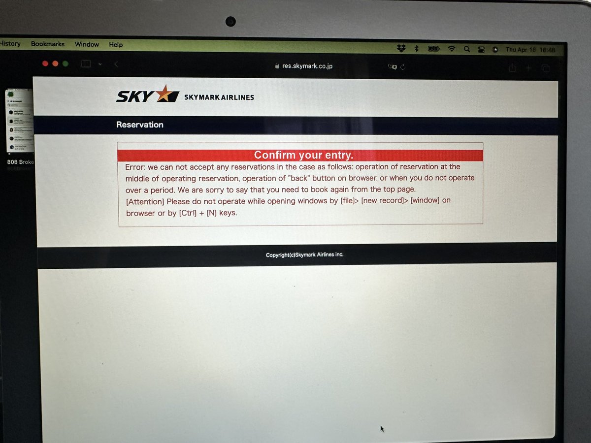 ZoniOlsen's tweet photo. @SkymarkJ I have tried 4 browsers 3 computers, and nothing. I get this in EVERY device, I NEVER hit the back button. I’ve tried with VPN, without VPN, nothing works. https://t.co/KyJzgW5bW9