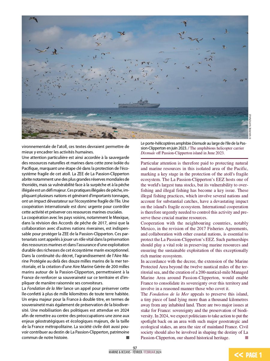 🇫🇷Vous connaissez #Clipperton ? Cet atoll français, perdu dans le Pacifique nord-est, est un enjeu majeur en termes de #souveraineté mais également de préservation de la #biodiversité. 👉Lisez l'article @FondationMer dans @MarineOceans