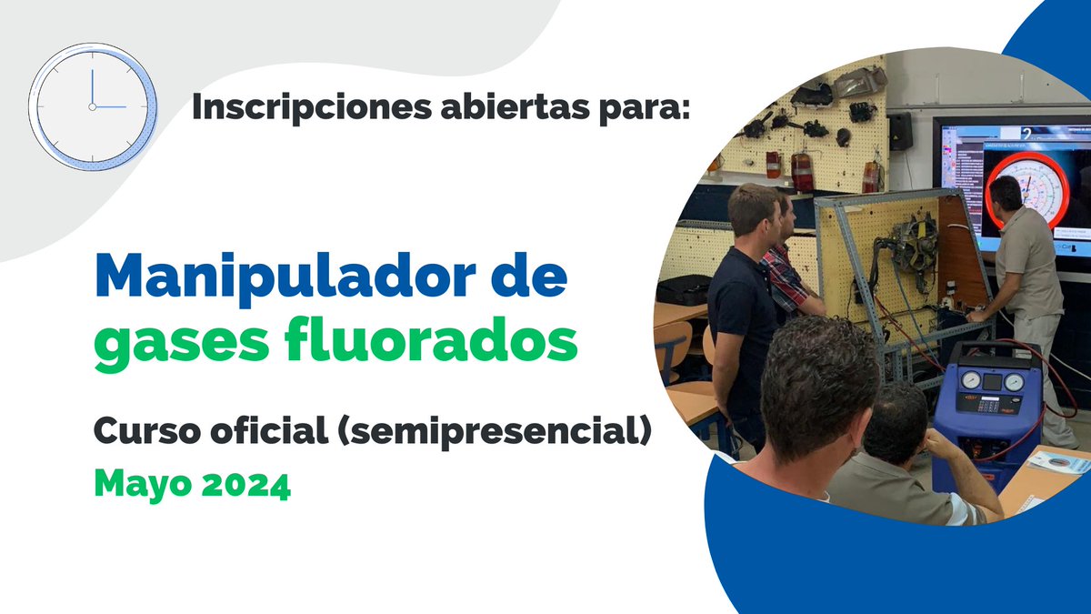 ✅Consigue el 𝗰𝗮𝗿𝗻𝗲𝘁 𝗼𝗳𝗶𝗰𝗶𝗮𝗹 𝗱𝗲 𝗺𝗮𝗻𝗶𝗽𝘂𝗹𝗮𝗱𝗼𝗿 𝗱𝗲 𝗴𝗮𝘀𝗲𝘀 𝗳𝗹𝘂𝗼𝗿𝗮𝗱𝗼𝘀
🗓️Mayo 2024
📍Semipresencial (parte presencial en Sevilla)
ℹ️ info@cgdformacion.com
cgdformacion.com/.../curso-ofic…
#gasesrefrigerantes #gasesfluorados #cursoensevilla #cursooficial