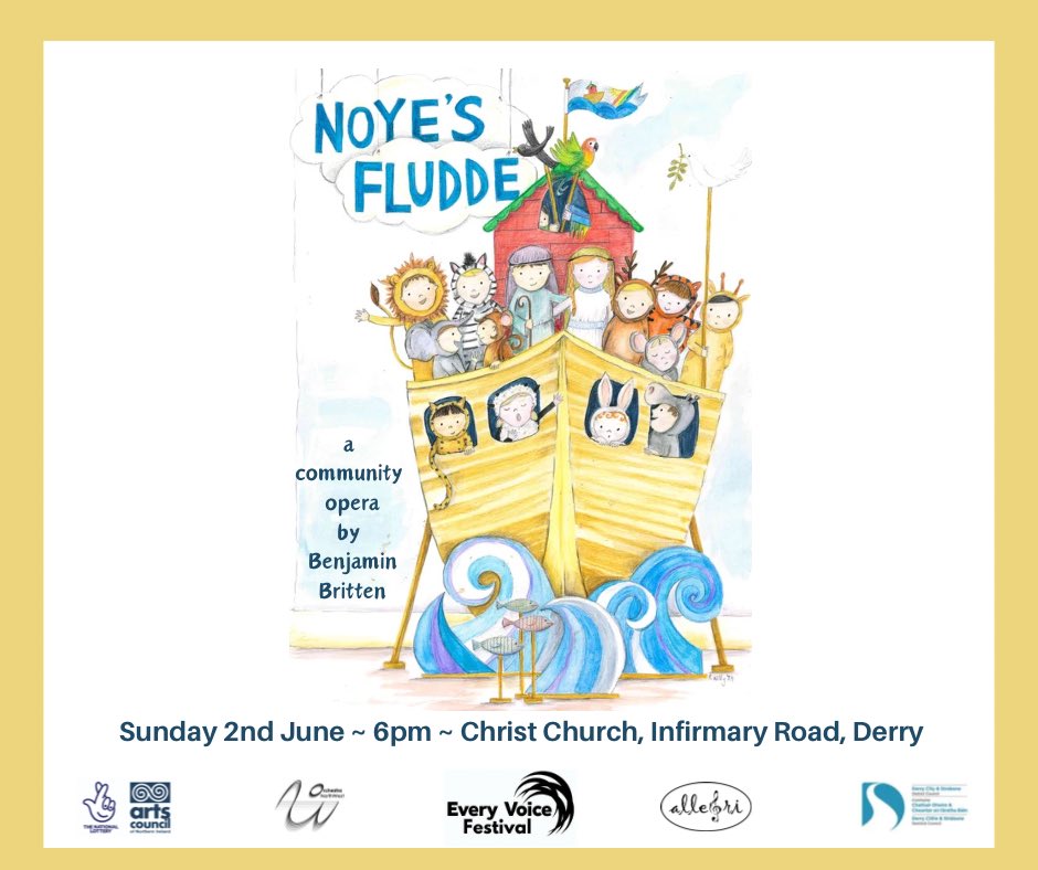 AllegriDerry's tweet photo. Allegri Junior &amp; Youth Choirs in collaboration with Orchestra NorthWest &amp; St Mary’s College String Orchestra
Step into a world of musical enchantment with Benjamin Britten's wonderful contemporary interpretation of the timeless tale of Noah's Ark
🌊🦓🌈
🎟️ https://t.co/rPtjFli4Hr https://t.co/Z0pyYqdcZT