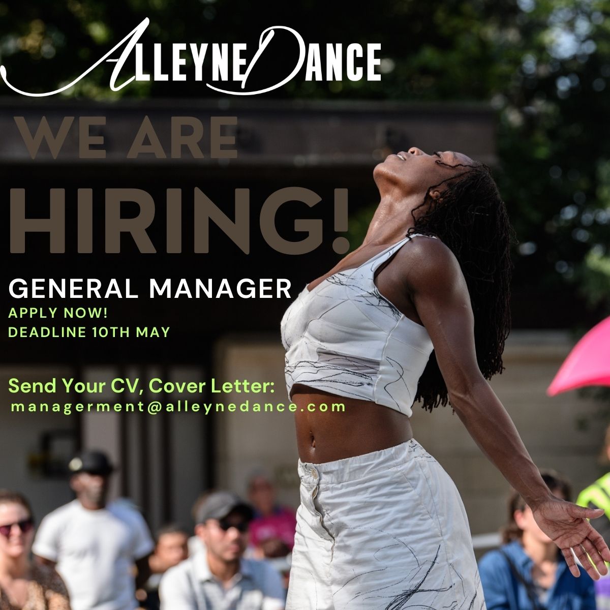 WE ARE HIRING 🚨 GENERAL MANAGER For a full job description & details on how to apply, visit alleynedance.com & head to the OPPORTUNITIES page #jobs #opportunities #AlleyneDance #hiring #Dance