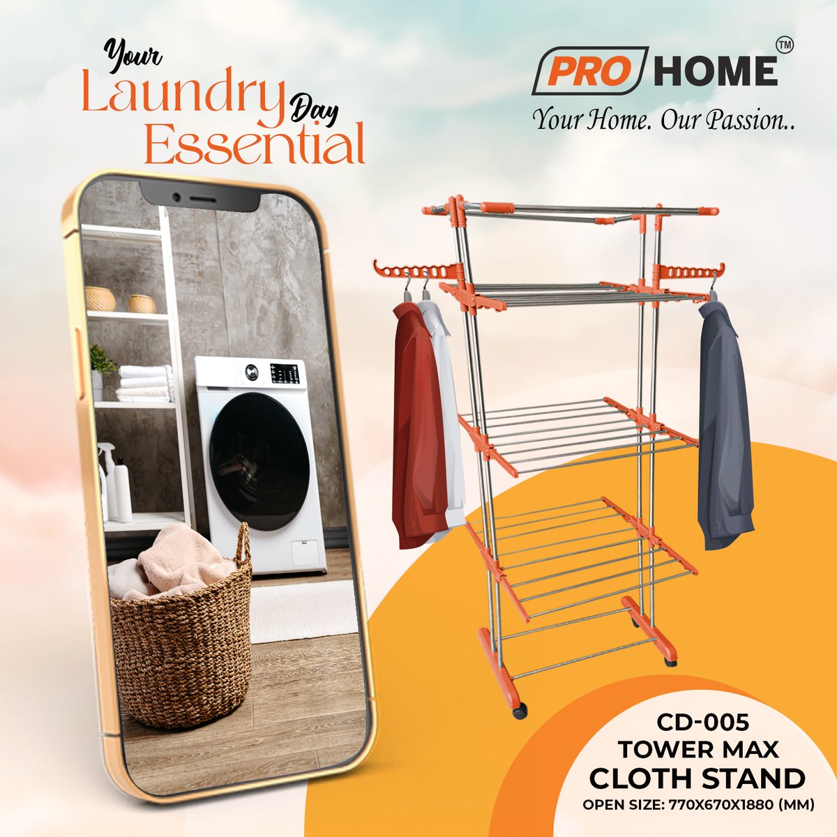 Say hello to organized living with our Cloth Stands! Simplify your laundry routine with style and efficiency. 💧✨ Order Now: shorturl.at/xPUWX #ClothStand #HomeOrganization #ProHome