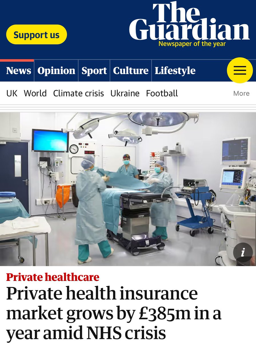 This is two-tier healthcare. And only private healthcare shareholders are benefiting from this. We can’t build the NHS’s killer. Any policy that gives NHS money to private healthcare only empowers them and weakens the NHS. Invest in the NHS. #NHSPledge theguardian.com/society/2024/a…