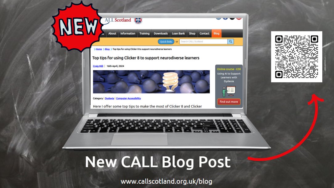 Are you new to using Clicker 8 or has it been a while? Read Craig's recent blog post as a starter or as a refresher on how the settings can be altered to benefit the needs of your neurodiverse learners. callscotland.org.uk/blog/top-tips-…