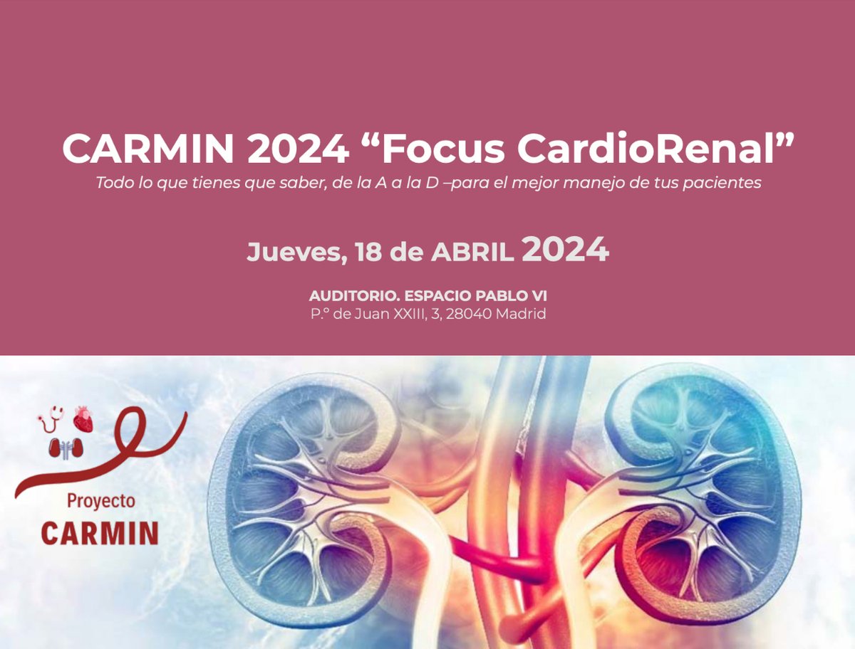 Todo listo para que comience CARMIN 2024 🏥 Focus CardioRenal 🩺 Todo lo que tienes que saber, de la A a la D para el mejor manejo de tus pacientes 🌟 📍 En el Auditorio Espacio VI #SOMANE #Nefrología