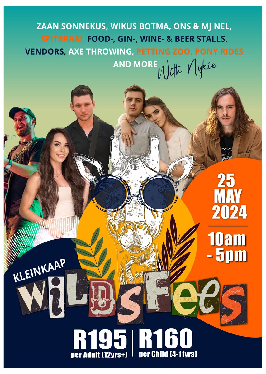 You don't want to miss this one! 😎Kleinkaap Wildsfees is around the corner on 25 May 2024 from 10h00🌿

Your ticket includes a glass (you can keep😉) with a drink and access to the fun!
R195 per Adult (12yrs+) | R160 per Child ( 4- 11yrs)
👉Tickets here: kleinkaap.plankton.mobi
