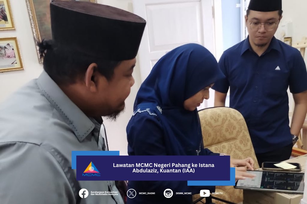 MCMC menerusi Pejabat MCMC Negeri Pahang telah mengadakan pertemuan bersama Pengurus Istana Abdulaziz, Kuantan (IAA), Dato’ Chew Teck Fang, pada 16 April 2024 bagi membentangkan hasil ujian yang dilaksanakan tempoh hari.