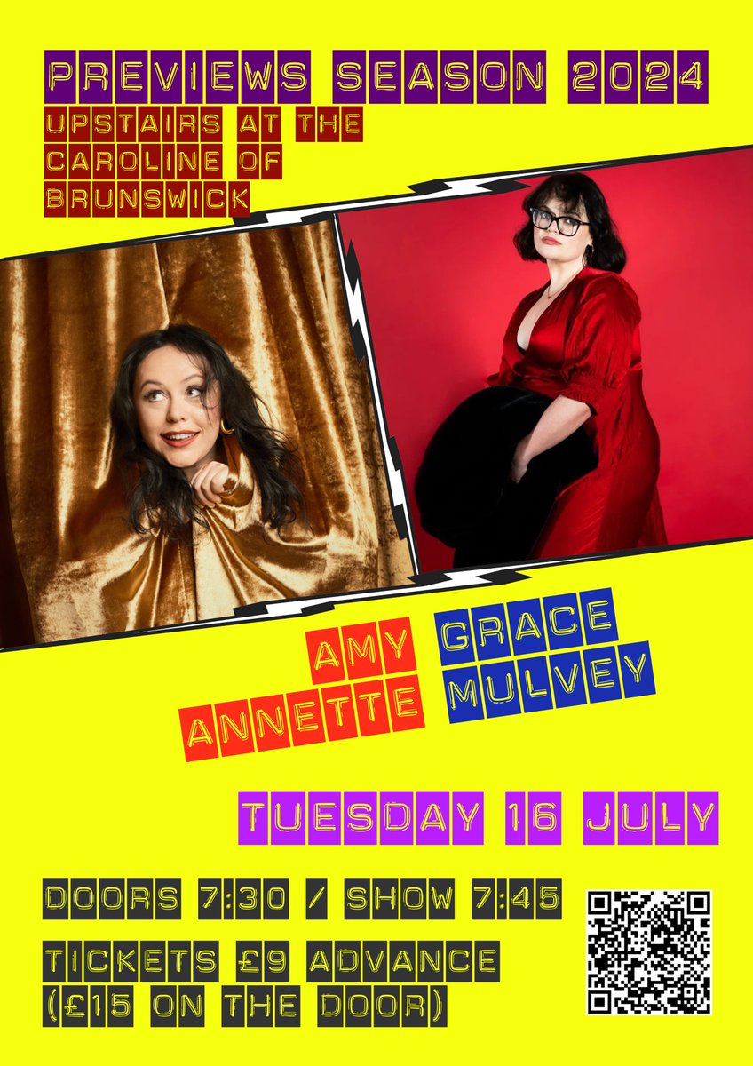 JUST ANNOUNCED: Edinburgh comedy previews from @theamyannette & Grace Mulvey - Tue 16 July, tickets on sale now!