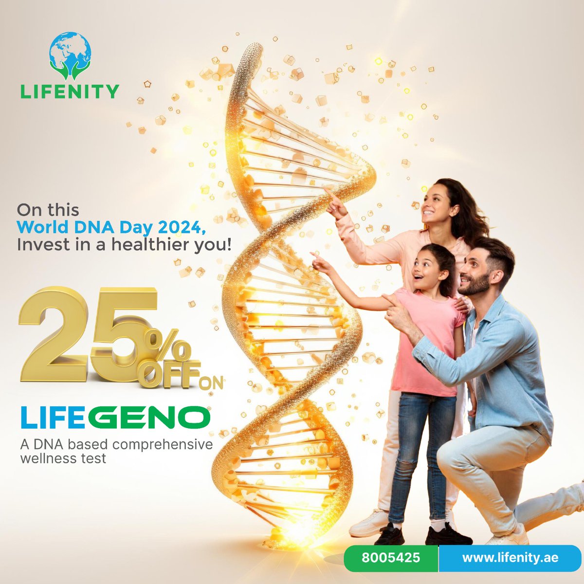 LifenityI's tweet photo. Unlock Your Genetic Potential: Celebrate World DNA Day with 25% Off LifeGeno Tests!

For Appointments, Call or WhatsApp - 8005425

#Lifegeno #dnatest #preventivetest #genetictest #lifenity https://t.co/EtLORAa4hr