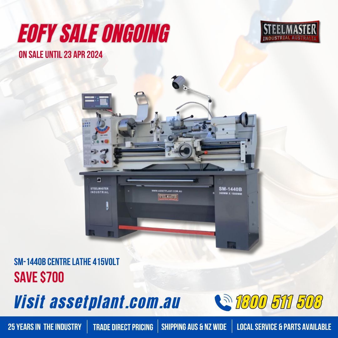 Safety, reliability and convenience – the SM-1440B Floor Lathe has heaps of heavyweight features for a reasonable price including a 51mm spindle bore. 

Visit assetplant.com.au/on-sale-produc… for more hot deals or call us on 1800 511 508.

#steelmaster #metalfabricaton #steelfabrication
