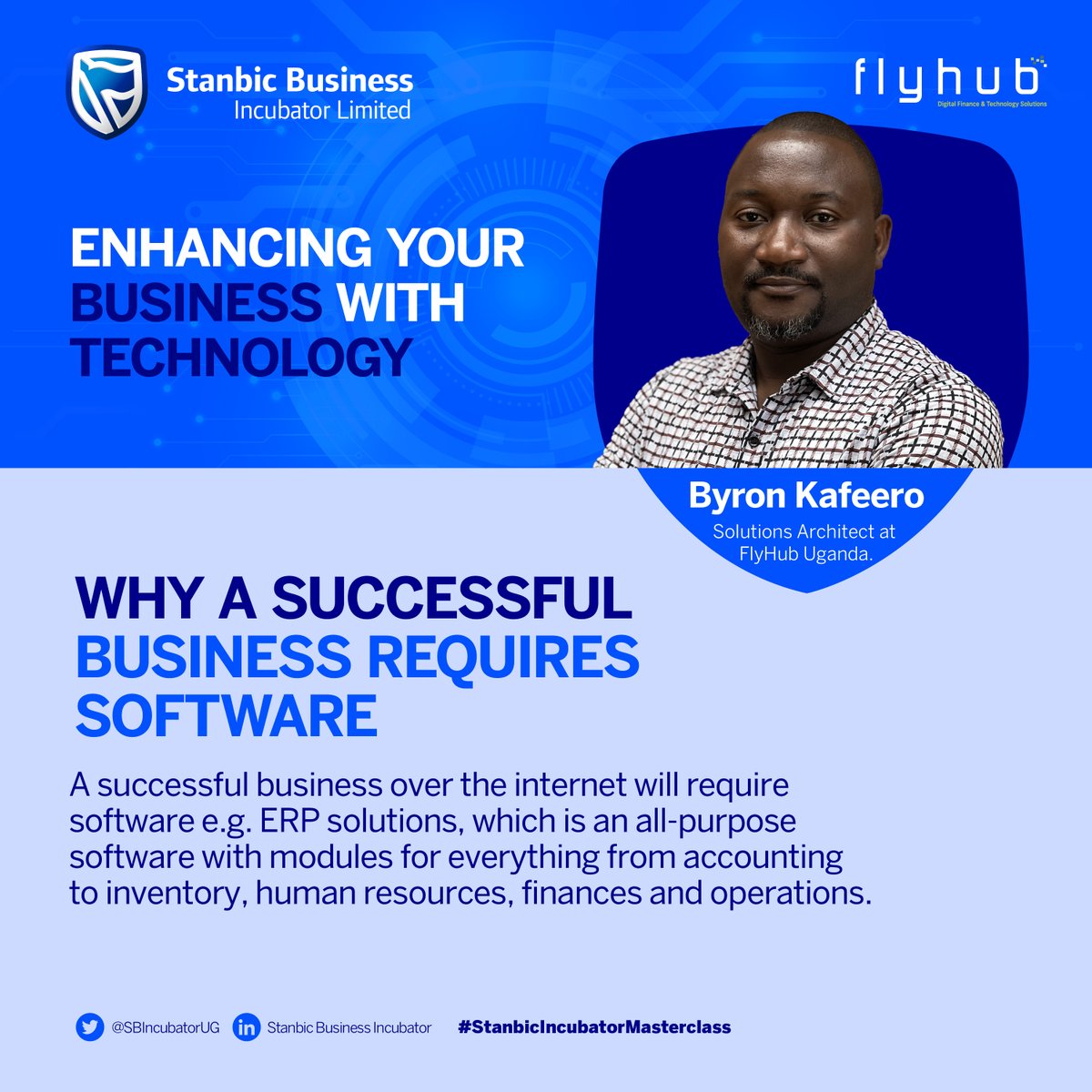 To establish a successful online business, you will need software such as ERP solutions. #StanbicIncubatorMasterclass