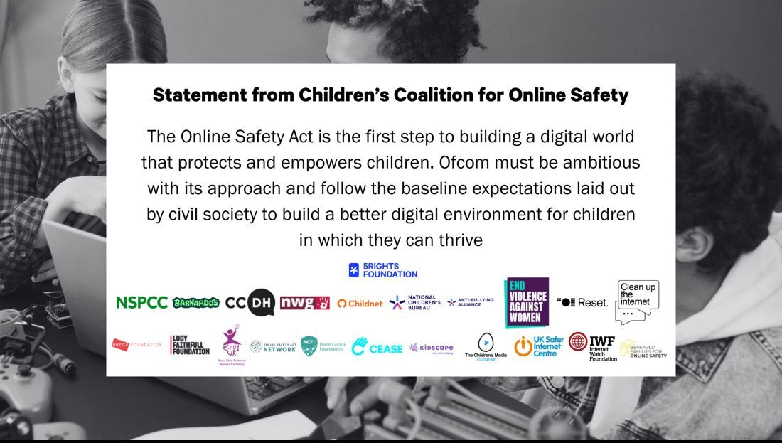 🚸The #OnlineSafetyAct is a watershed moment for children. We've joined 21 members of the Children’s Coalition to submit our recommendations to @Ofcom on how the tech industry must meet their new duties + make their services #SafebyDesign 📚Read more 👉buff.ly/3Uizzb8