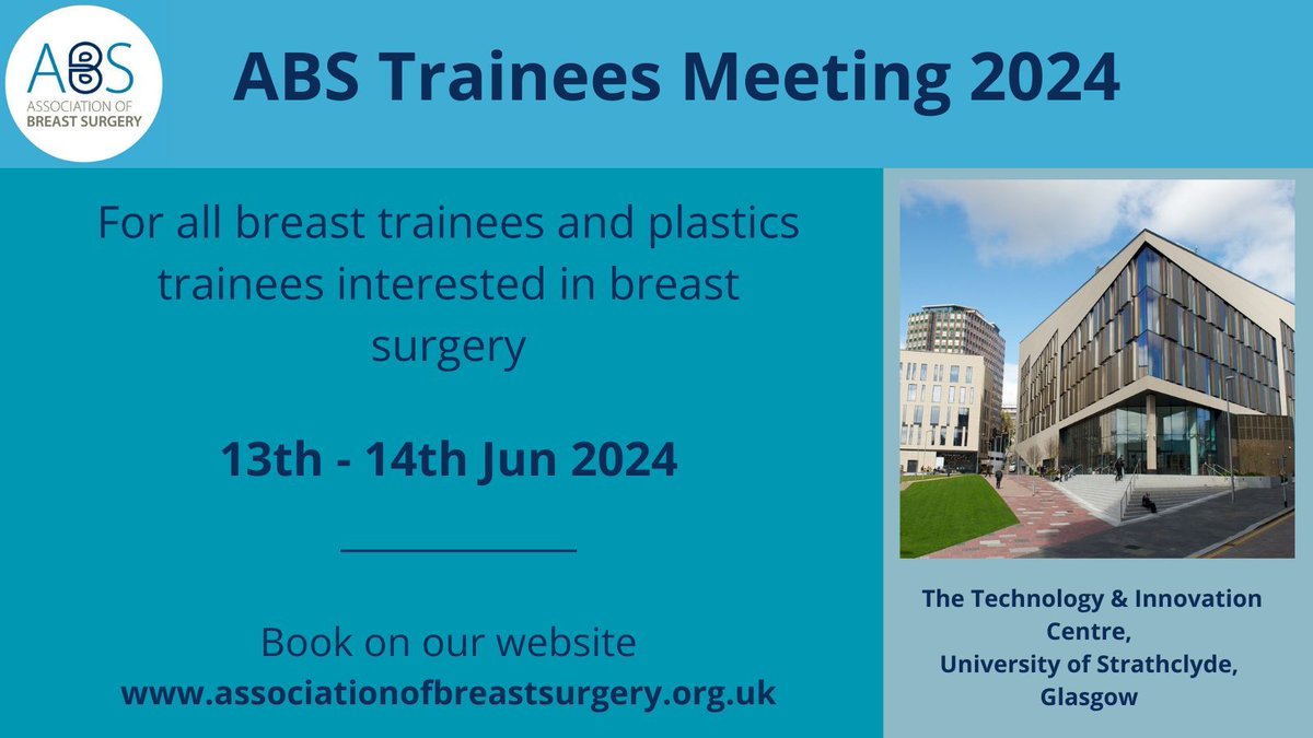 Surgical Trainees interested in working in Breast Surgery will find a varied programme with interactive discussions and lectures at the ABS Trainees Meeting. Find out more and book your tickets here: buff.ly/3x5yyKE