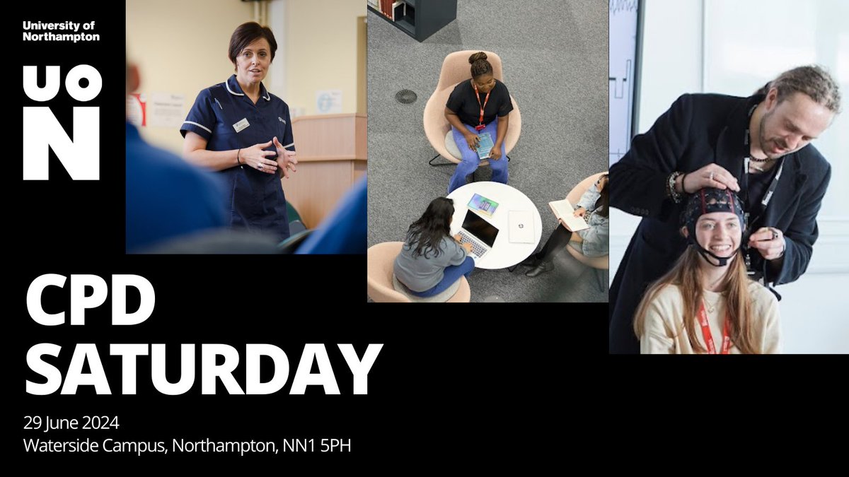 Continue your professional development with 14 possible full-day or half-day courses at CPD Saturday, 29 June 2024. Covering subjects in Education, Nursing, Health and Social Care, Psychology and Counselling, and more. Click the link to learn more. northampton.ac.uk/postgraduate/h…