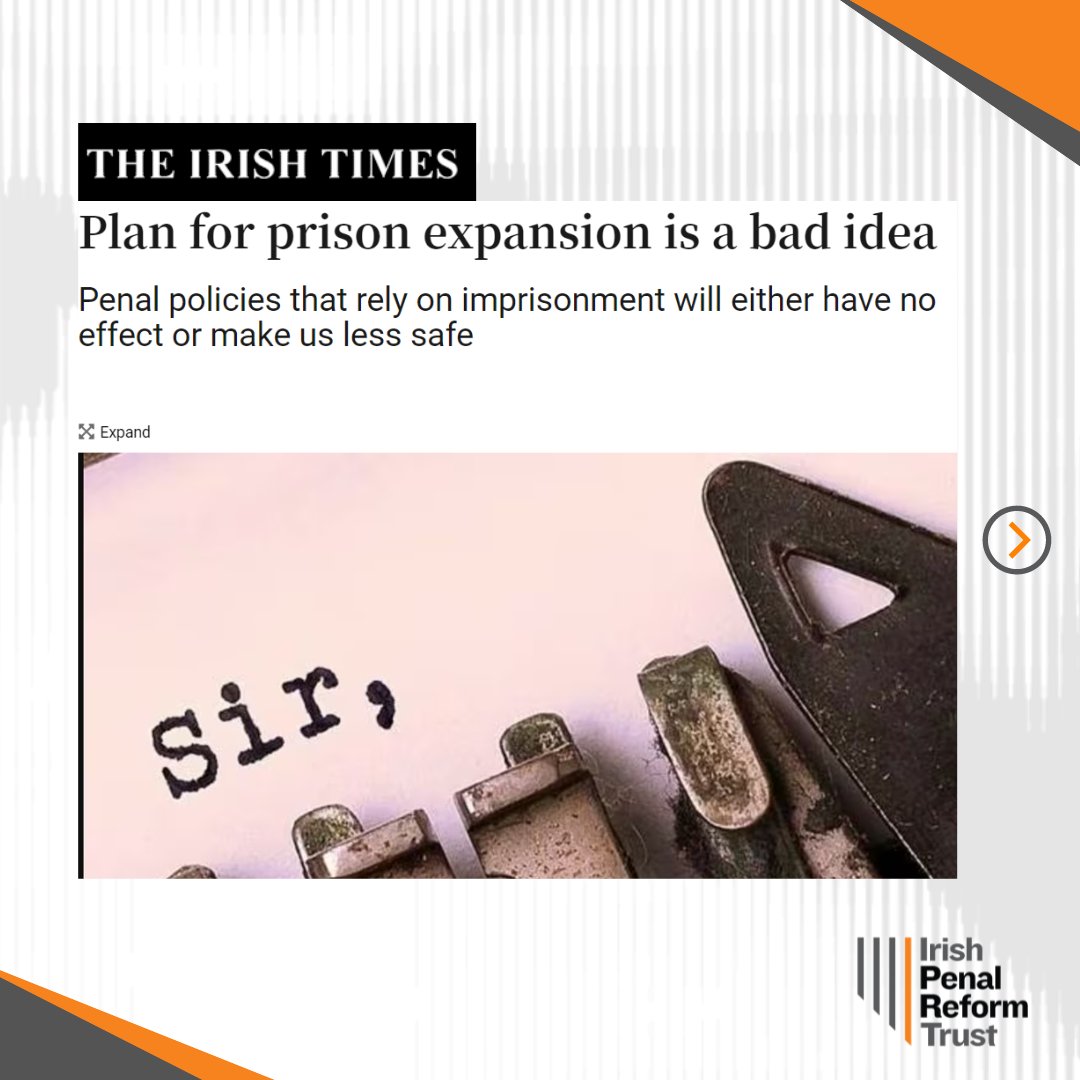 ✍️IPRT joined politicians, researchers in criminology and criminal justice, and people in the community sector in penning an open letter proposing we adopt evidence-based alternatives to prison expansion in Ireland. Read the letter in the @IrishTimes 👉 iprt.ie/iprt-in-the-ne…