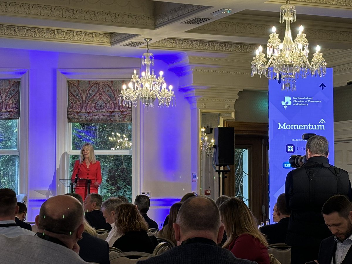 .@SuzKatW @NIChamber outlines the theme of the day - working together to deliver Economic #Momentum for NI - business and government co-designing and co-delivering economic growth. @MorrowComms @GalgormResort