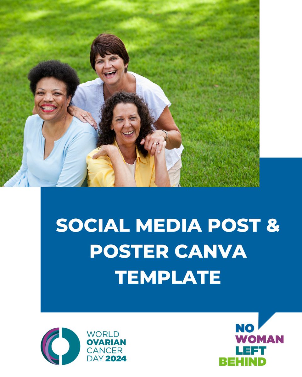 This year we are happy to provide a refreshed way to create your own posts or posters on Canva. Add your own photo or logo and customise your statement, or promote your own #WOCD2024 event. Create your art here: loom.ly/J5bQKv8 #NoWomanLeftBehind #WorldOvarianCancerDay