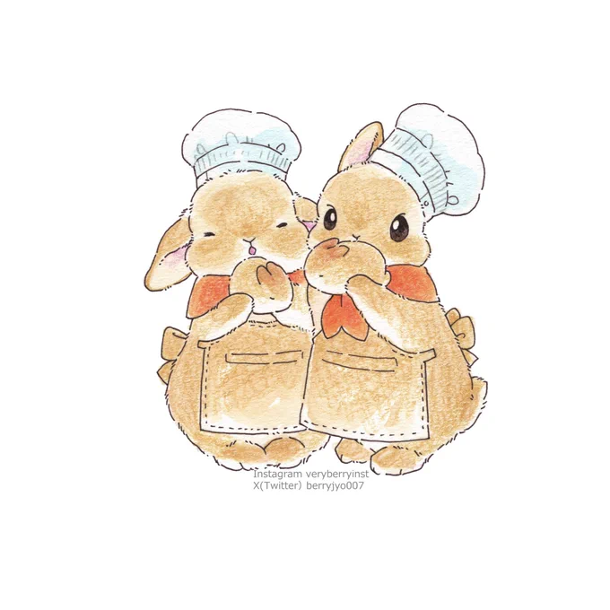 毎日イラスト投稿1541日目うさのうさ祭りスースー…焼きたてパンの…香り。。 