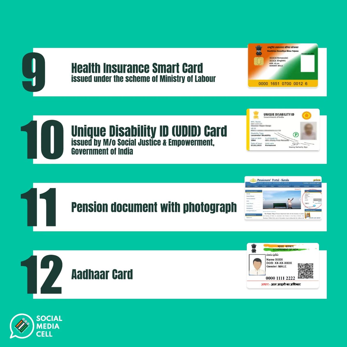DGodda91786's tweet photo. Didn't bring your EPIC card to the polling booth? No problem! 

As long as your name is on the voter list, just bring one of these documents to cast your vote.

 #GeneralElections2024 
#voter_awareness
#ChunavKaParv #DeshKaGarv 
#IamVerifiedVoter 
#NothingLikeVoting
#IVote4Sure https://t.co/ItKYWkm0xy