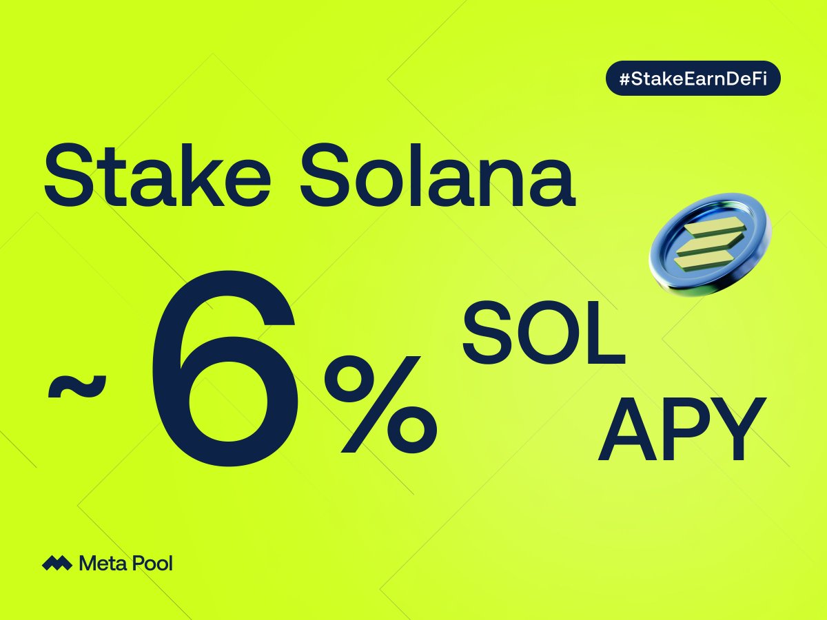 Thursday = More yields with Meta Pool 👀 Time to keep earning staking rewards; stake $SOL and earn ~8% APY! Another week of rolling rewards! 👉 metapool.app/stake