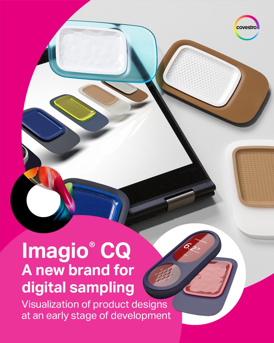 covestro's tweet image. Imagine seeing your next product in detail before it's even made.💡Our new brand for #DigitalSampling – Imagio CQ® speeds up the design process, allowing for early visualizations without physical prototypes. Dive into almost unlimited #CMF possibilities.ℹ covestro.com/press/more-spe…