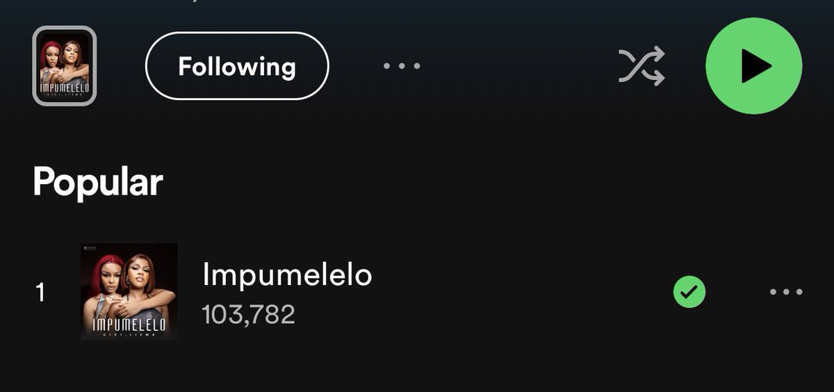 #Impumelelo has now surpassed 100k streams on Spotify in one week well done everyone #LiemaPantsi
