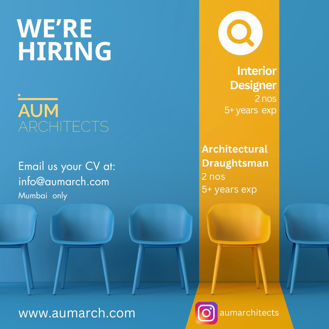 aumarchitects's tweet photo. Now hiring #interiordesignjobs #architecturaljobs
#NowHiring #jobopening #JobOpportunity #JobAlert https://t.co/S4PxE4HJfe