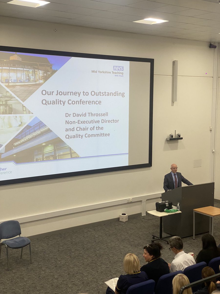 Excited to be attending “Our Journey to Outstanding” today, a one day conference sharing best practice about quality improvement, clinical care and public involvement @MidYorkshireNHS 🌟 🌟 David Throssell, NED & Chair of Quality Committee welcomes the day 👏🏼