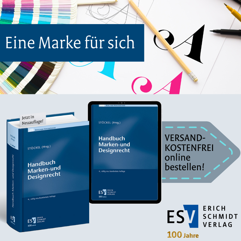 ESV_Recht's tweet image. "Handbuch Marken- und #Designrecht": Ihr Guide für Markenstrategie. 4. Auflage mit nationalem und internationalem Recht sowie neuesten Entwicklungen. 🛡️💼

📘 Jetzt bestellen ➡️ bit.ly/3UxbRs5

#Markenrecht #Produktpiraterie #Kennzeichen #Domains #Markenbewertung