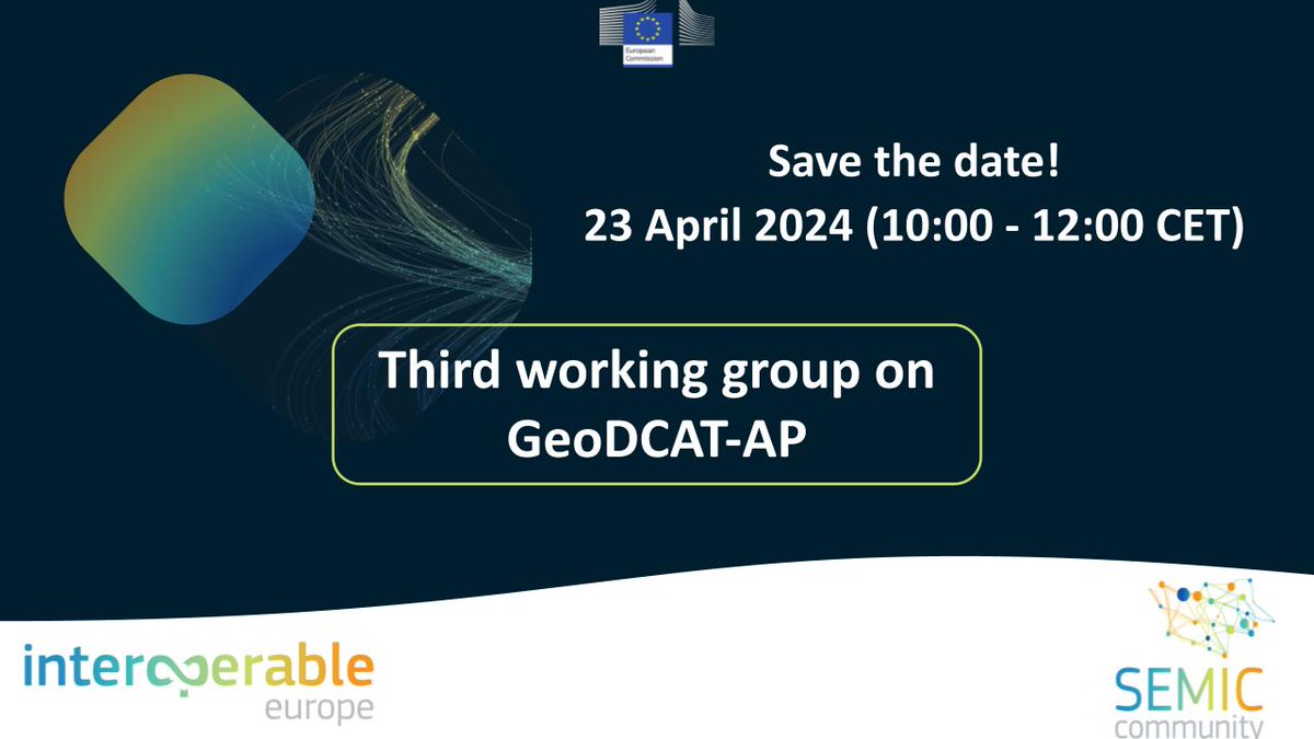 ⏰Reminder! ⏰ The 3rd #SEMIC Working Group webinar on the revision of #GeoDCAT_AP is within 5 days! 🌍🗺️ It will cover #GeoDCAT-AP specific issues and more. 🛠️💡 Don't miss this deep dive into geospatial dataset descriptions! 🚀 More details: 👉europa.eu/!nvF8mg