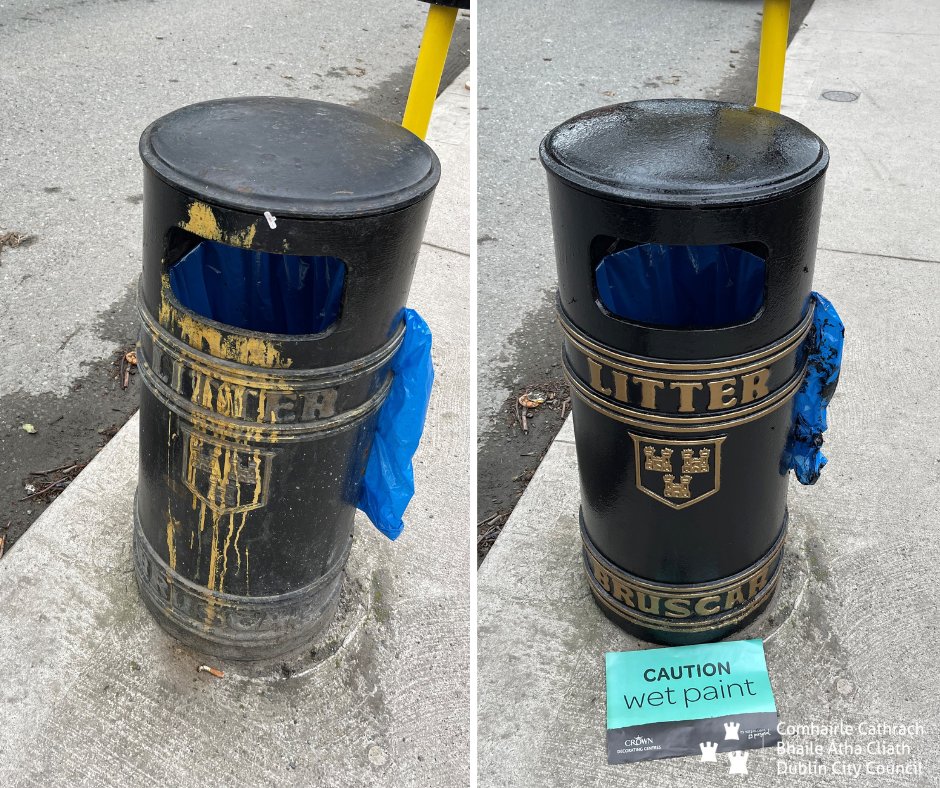 Derek from our #wastemanagement Maintenance Section was out & about transforming our #litter bin on the North Circular Road back to pristine condition. Great work as always, thanks! #YourCouncil #Dublin #keepdublinbeautiful