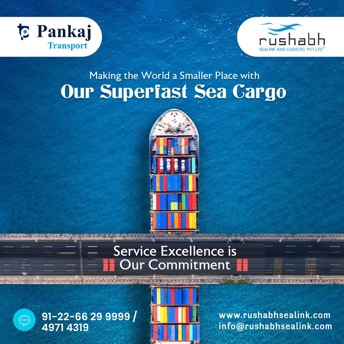 🌊Smooth sailing with #RushabhSealink & #Logistics Pvt Ltd!🚢⚓Your trusted partner in #SeaFreightForwarding, delivering excellence in #globallogistics.🌍

📲+91-22-6629 9999 
🌐rushabhsealink.com

#oceanfreight #coastalmovement #supplychain #supplychainmanagement #mumbabi