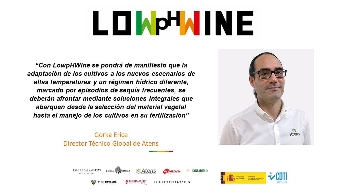 “Con #LowpHWine se pondrá de manifiesto que la adaptación de los cultivos a los nuevos escenarios de altas temperaturas y un régimen hídrico diferente, marcado por episodios de sequía frecuentes, se deberán afrontar mediante soluciones integrales” lowphwine.es/2024/04/10/ent…