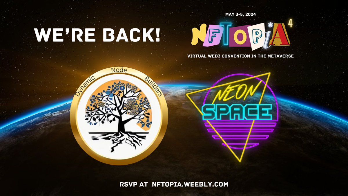 Look who returns for NFTOPIA 4! It's @DynamicNodesB and @NeonSpaceNFT!! 🤗🤗

RSVP at:  bit.ly/rsvp-nftopia4

#nftopia4