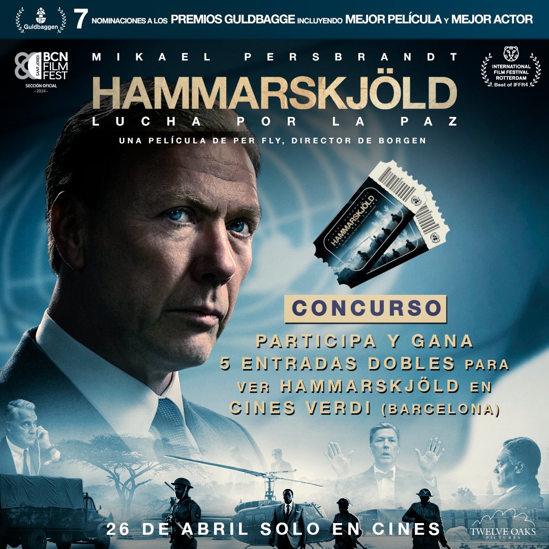 Regalamos 5 🎟️ dobles para disfrutar de #Hammarskjöld en Barcelona @cinesverdibcn 🎥Estreno en Cines 26 de Abril 🔃 RT + Follow @TwelveOaksPics ✅Comenta en #Hammarskjöld ¡Quiero una entrada! ¡Participa y Gana! m.youtube.com/watch?v=Yx3dOu… #sorteo #cine #Barcelona #entradas
