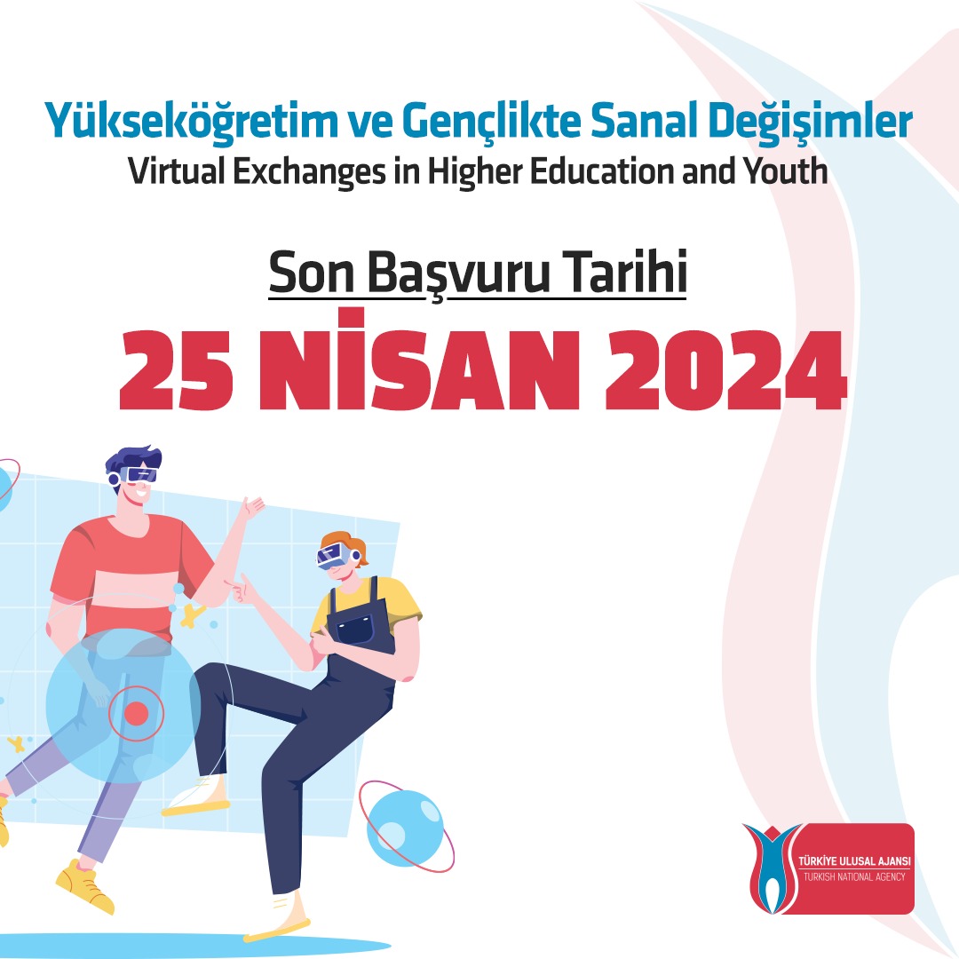 Son gün 25 Nisan 2024! Erasmus+ Merkezi Projelerinden olan Yükseköğretim ve Gençlikte Sanal Değişimler (Virtual Exchanges in Higher Education and Youth) için son başvuru tarihi 25 Nisan 2024 Brüksel saati ile 17:00:00 Başvuru sayfası: ec.europa.eu/info/funding-t…