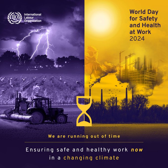 Adam Bowers (@adambowers7) on Twitter photo 📢Coming Monday 22 April!
🌏New <a href="/ILO/">International Labour Organization</a> report to reveal dangerous and long-lasting effects of #ClimateChange on workers’ health and safety.
ℹ️ Find out more here: ow.ly/XOGn50RhgFE
⏰The report will be published at 09:30 GMT (11:30 CEST) on 22 April.
#SafeDay 📢Coming Monday 22 April!
🌏New <a href="/ILO/">International Labour Organization</a> report to reveal dangerous and long-lasting effects of #ClimateChange on workers’ health and safety.
ℹ️ Find out more here: ow.ly/XOGn50RhgFE
⏰The report will be published at 09:30 GMT (11:30 CEST) on 22 April.
#SafeDay