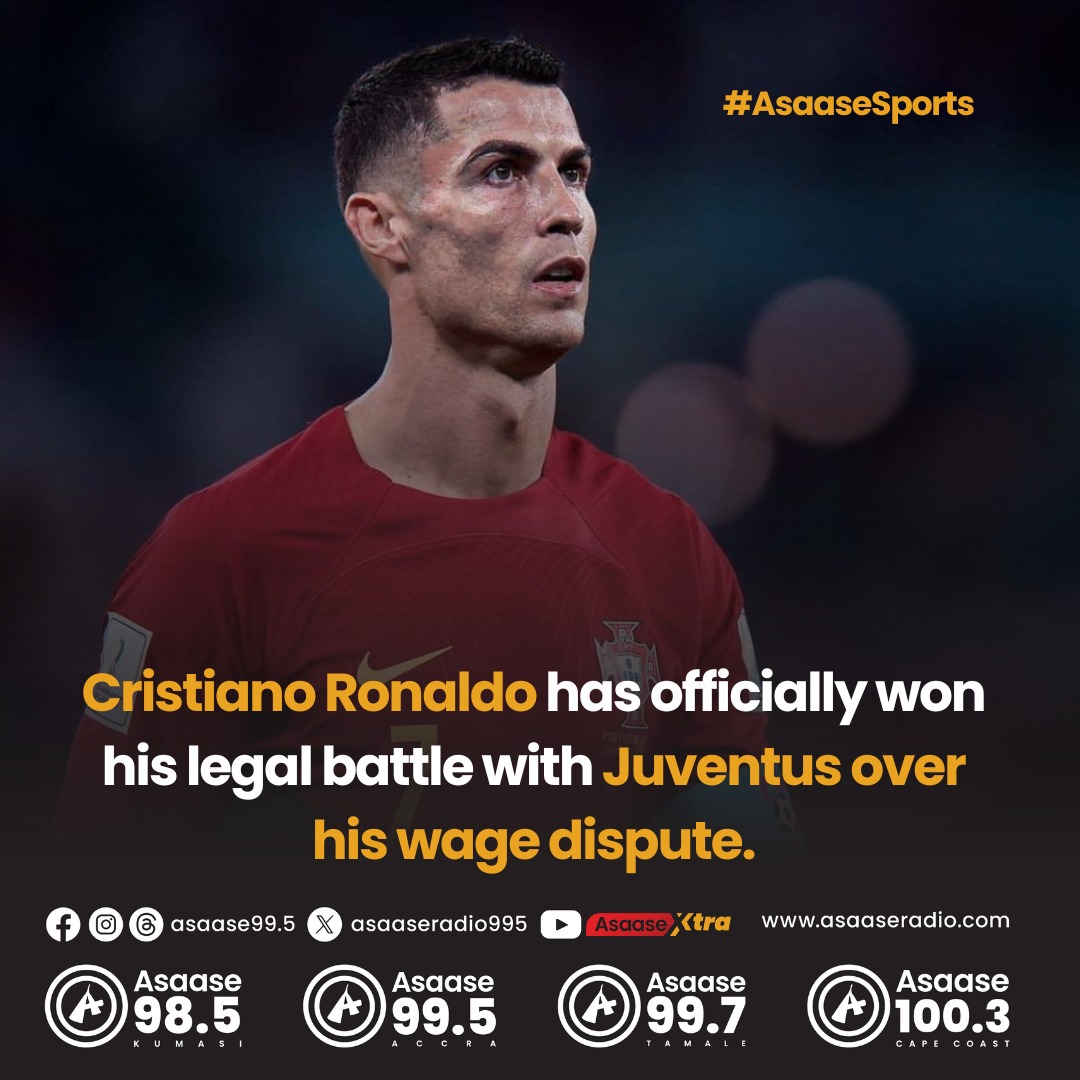Cristiano Ronaldo has officially won his legal battle with Juventus over his wage dispute

#AsaaseSports