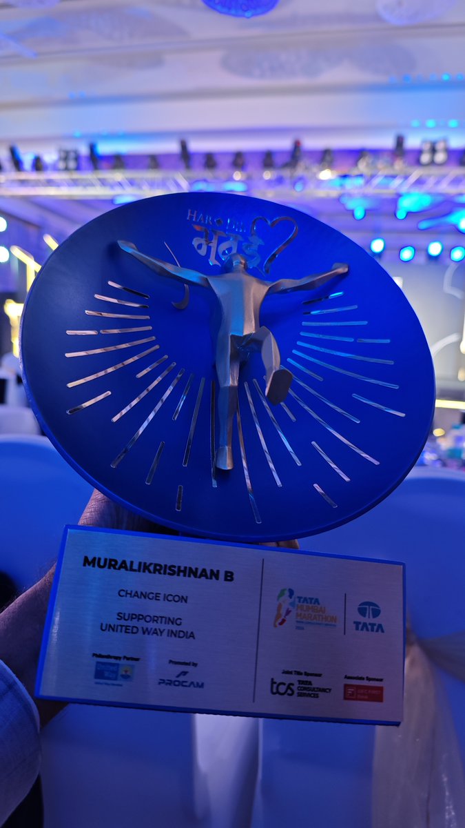 Humbled to receive the 'Change Icon' award at the Tata Mumbai Marathon 2024 Philanthropy Awards. My heartfelt thanks to TMM 2024 for providing me with the opportunity to address critical issues like sanitation, wash, & toilet infrastructure at the grassroots level. The Project