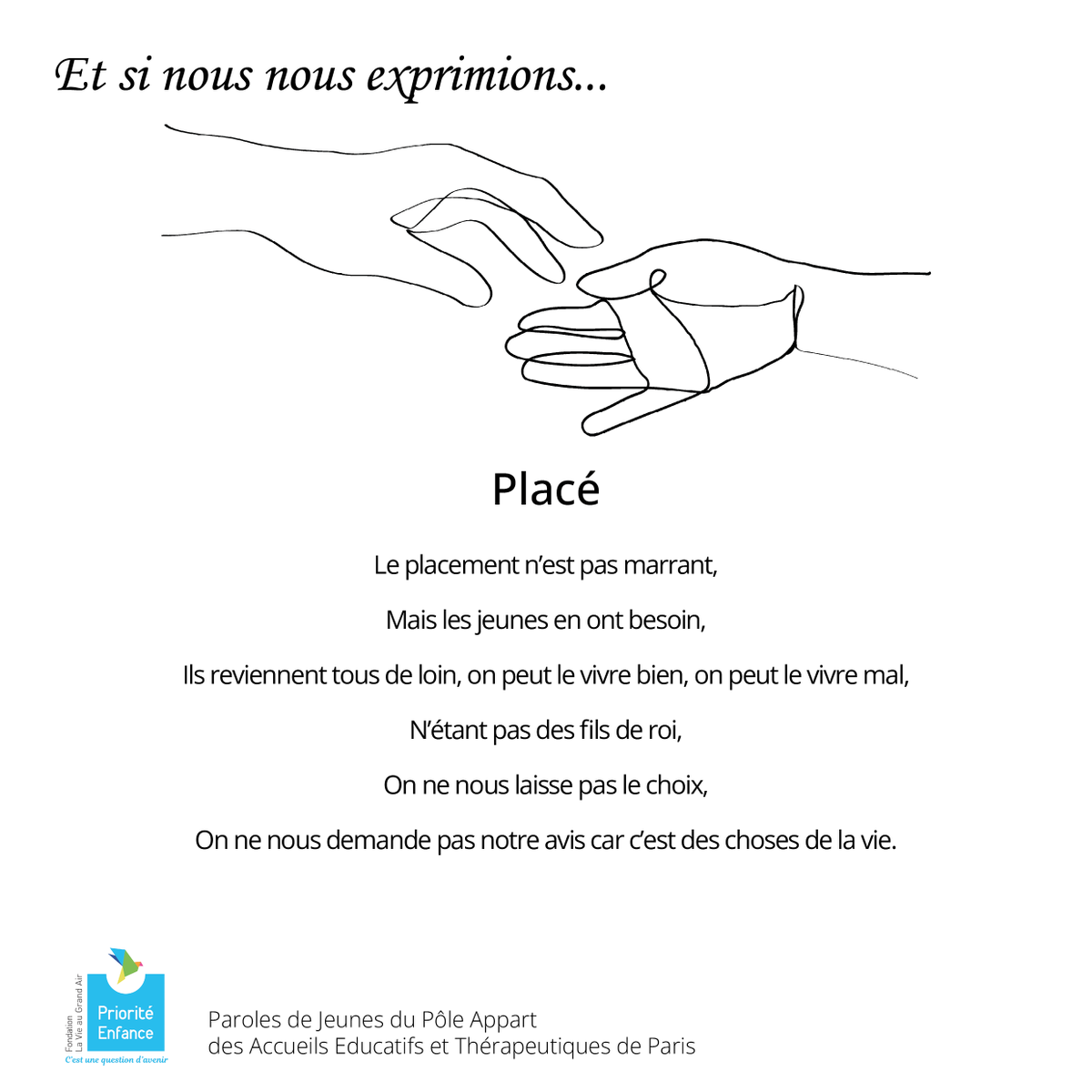 Fondation La Vie au Grand Air I Priorité Enfance (@lavieaugrandair) on Twitter photo Découvrez cette semaine un nouveau projet d’écriture de 5 jeunes accompagnés par les Accueils Educatifs et Thérapeutiques de <a href="/LaVieauGrandAir/">Fondation La Vie au Grand Air I Priorité Enfance</a> . L’atelier d’écriture a été mené par Chiraz, Educatrice à la Fondation et une bénévole, ancienne Professeur de français. Découvrez cette semaine un nouveau projet d’écriture de 5 jeunes accompagnés par les Accueils Educatifs et Thérapeutiques de <a href="/LaVieauGrandAir/">Fondation La Vie au Grand Air I Priorité Enfance</a> . L’atelier d’écriture a été mené par Chiraz, Educatrice à la Fondation et une bénévole, ancienne Professeur de français.