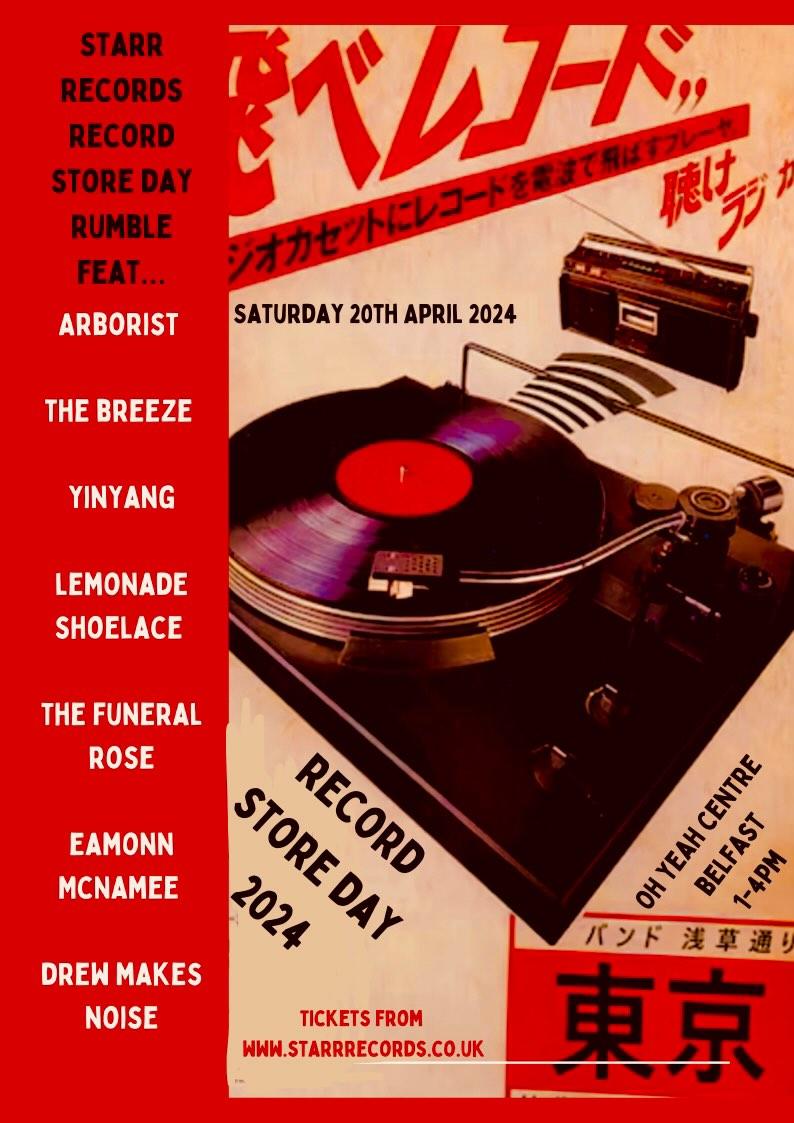 This Saturday is Record Store Day and we're delighted to be joining a stellar lineup of acts performing as part of Starr Records Belfast celebrations at @OhYeahCentre Tickets via Starr Records. Doors at 1pm till 4pm. 🤘💚🤘