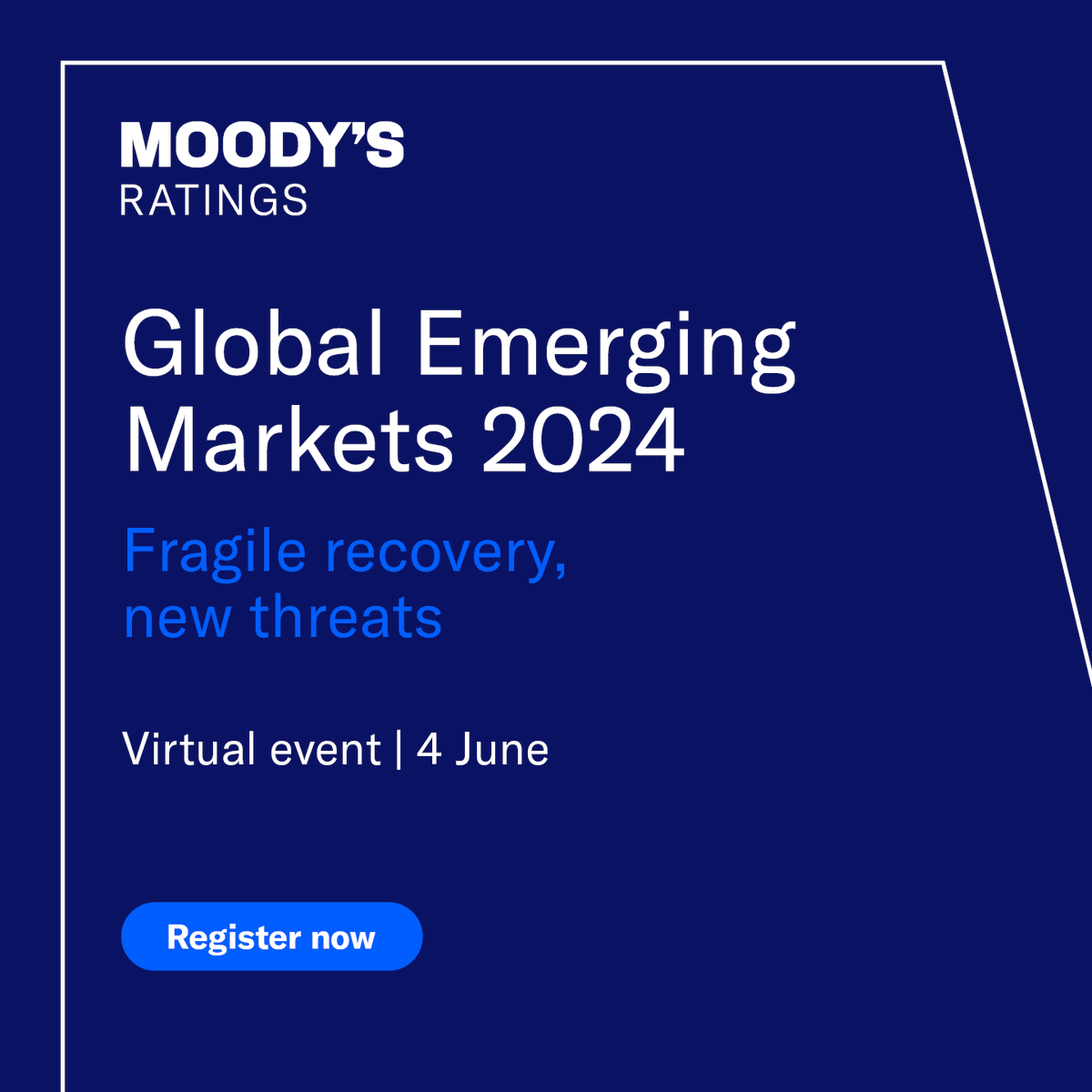 Join our Global Emerging Markets virtual event on 4 June to explore prospects for 2024 & beyond. Our experts will guide you through Moody’s latest emerging markets data - and expectations for sovereigns, corporates, risks, defaults and more. Register here: mdy.link/3Uq6g6Q