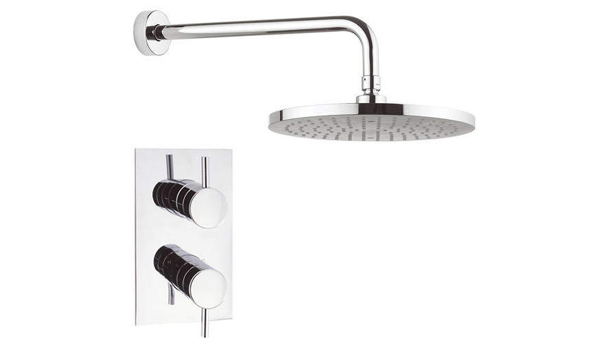 Crosswater Fusion concealed thermostatic shower valve in chrome finish with 250mm round shower head and wall mounting arm. €303 at Taps4Less with free delivery. taps4less.ie/Crosswater-Fus…